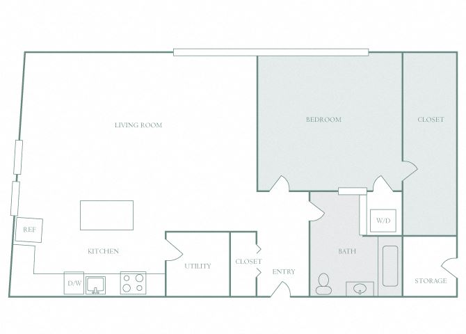 Harbor Hill A9 1 bedroom 2D floor plan
