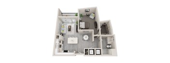 A17 - 1Bed 1Bath - Rockwell at Crown - 3D Floor Plan