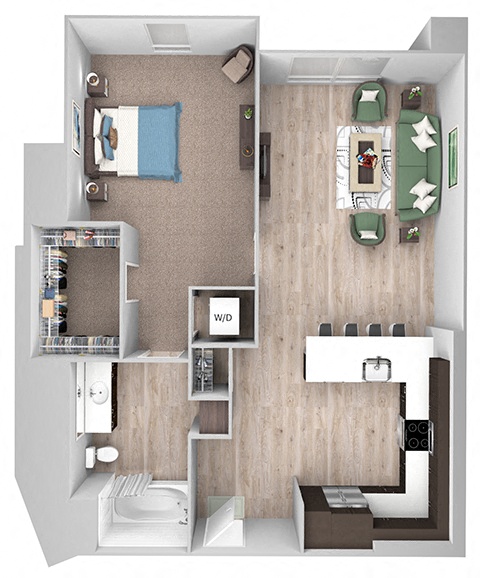 La Via - A09 - 1 bedroom - 1 bath - 3D floor plan