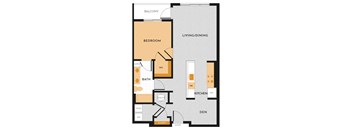 A09 - 1Bed 1 Bath with Den - The Perry 2D Floor Plan