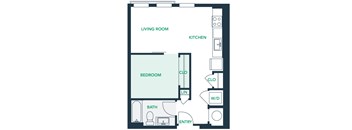 A0S0 - Studio - 1 Bath - Brentford at the Mile - 2D Floor Plan