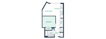 A0S1 - Studio - 1 Bath - Brentford at the Mile - 2D Floor Plan