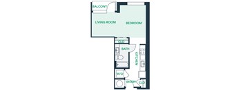 A0S5 - Studio - 1 Bath - Brentford at the Mile - 2D Floor Plan