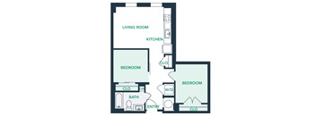 A0S7 - Studio - 1 Bath - Brentford at the Mile - 2D Floor Plan