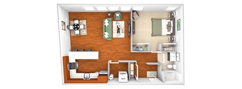 Harbor Hill Apartments - A1 - 1 bed 1 bath - 3D