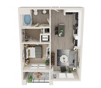 A1 - 1Bed 1Bath - 671SF