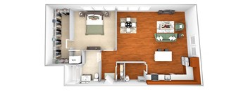 Harbor Hill Apartments - A10 - 1 bed 1 bath - 3D