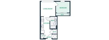 A101 - 1Bed - 1 Bath - Brentford at the Mile - 2D Floor Plan