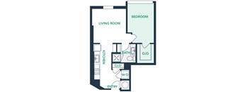 A102 - 1Bed - 1 Bath - Brentford at the Mile - 2D Floor Plan