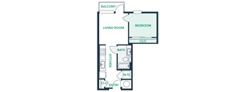 A104 - 1 Bed - 1 Bath - Brentford at the Mile - 2D Floor Plan