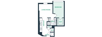 A106 - 1 Bed - 1 Bath - Brentford at the Mile - 2D Floor Plan