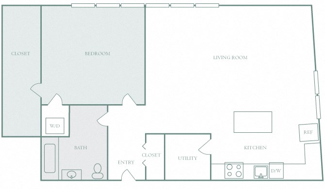 Harbor Hill Apartments floor plan A10 - 1 bed 1 bath - 2D Harbor Hill Apartments floor plan A10 - 1 bed 1 bath - 2D