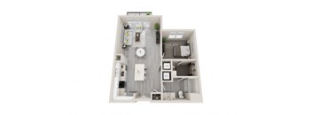 A15 - 1Bed 1Bath - Rockwell at Crown - 3D Floor Plan