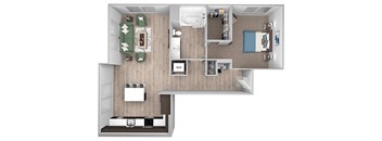 La Via - A10 - 1 bedroom - 1 bath - 3D floor plan