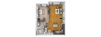 AVANT on Market Center - A10 - 1 bedroom and 1 bath - 3D