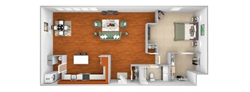 Harbor Hill Apartments - A11 - 1 bed 1 bath - 2D