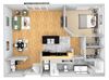 Lofts at Lakeview - A11a - 1 Bedroom 1 Bath - 3D Floor Plan Lofts at Lakeview - A11a - 1 Bedroom 1 Bath - 3D Floor Plan