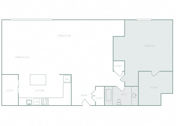 Harbor Hill A11 1 bedroom 2D floor plan
