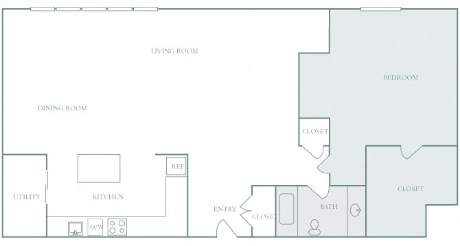 Harbor Hill Apartments floor plan A11 - 1 bed 1 bath - 2D Harbor Hill Apartments floor plan A11 - 1 bed 1 bath - 2D