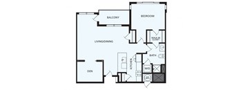 Lansdale Station Apartments A11 floor plan - 1 bed 1 bath 1 den