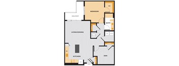 A11 - 1Bed 1 Bath - The Perry 2D Floor Plan