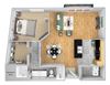 Lofts at Lakeview - A12 - 1 Bedroom 1 Bath - 3D Floor Plan Lofts at Lakeview - A12 - 1 Bedroom 1 Bath - 3D Floor Plan
