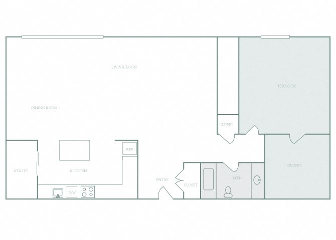 Harbor Hill A12 1 bedroom 2D floor plan