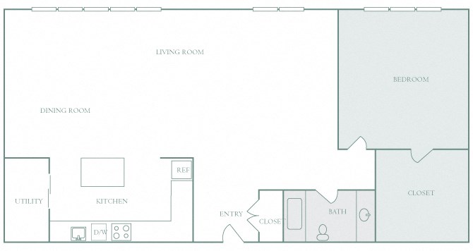 Harbor Hill Apartments floor plan A12 - 1 bed 1 bath - 2D Harbor Hill Apartments floor plan A12 - 1 bed 1 bath - 2D