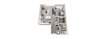A19 - 1Bed 1Bath - Rockwell at Crown - 3D Floor Plan