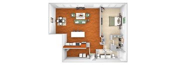 Harbor Hill Apartments - A13 - 1 bed 1 bath - 3D