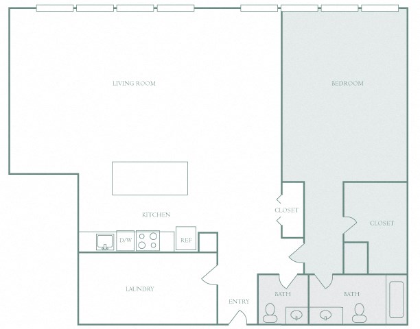 Harbor Hill Apartments floor plan A13 - 1 bed 1 bath - 2D Harbor Hill Apartments floor plan A13 - 1 bed 1 bath - 2D