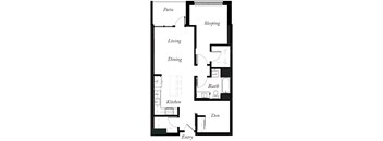 A13 - 1 Bed -1 Bath - 901 Sq Ft - 2D - Willow Apartments