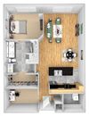 Lofts at Lakeview - A14 - 1 Bedroom 1 Bath - 3D Floor Plan Lofts at Lakeview - A14 - 1 Bedroom 1 Bath - 3D Floor Plan