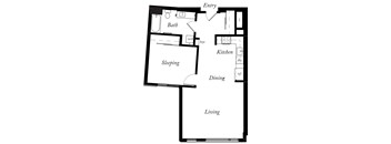 A15 - 1 Bed -1 Bath - 810 Sq Ft - 2D - Willow Apartments