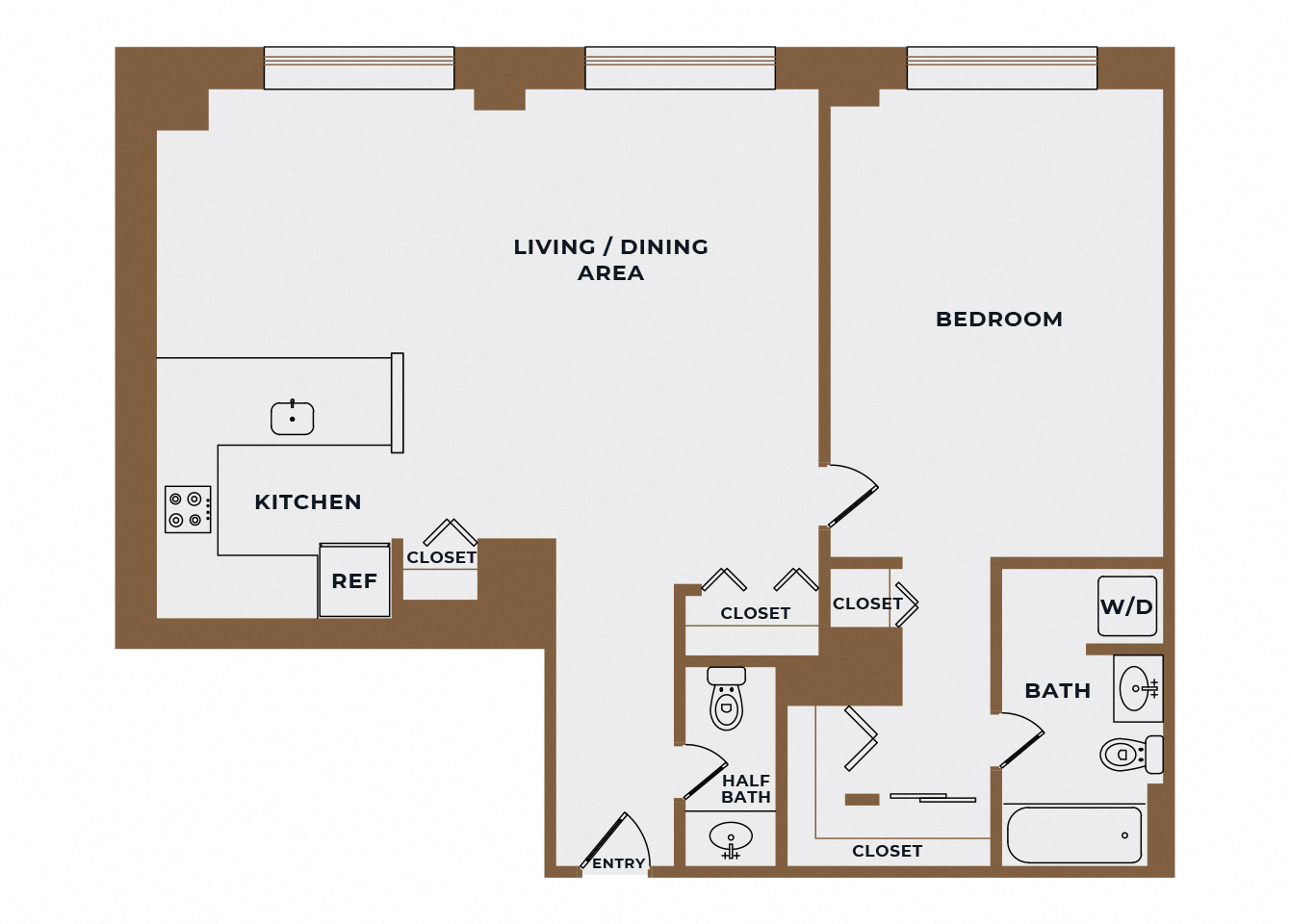 A16 - 1Bed 1 Bath - The Broderick - 2D
