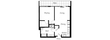A16 - 1 Bed -1 Bath - 792 Sq Ft - 2D - Willow Apartments