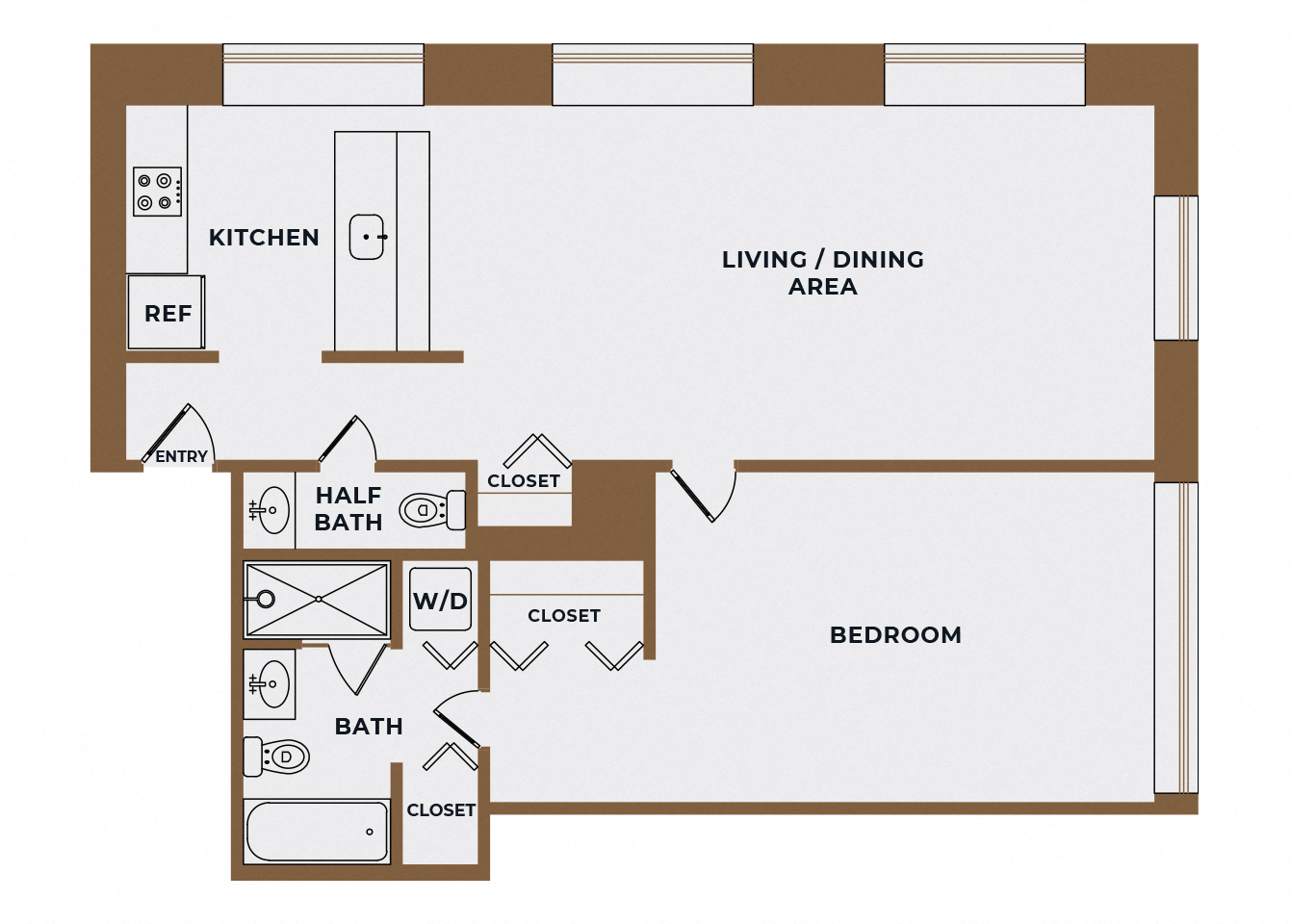A17 - 1Bed 1 Bath - The Broderick - 2D