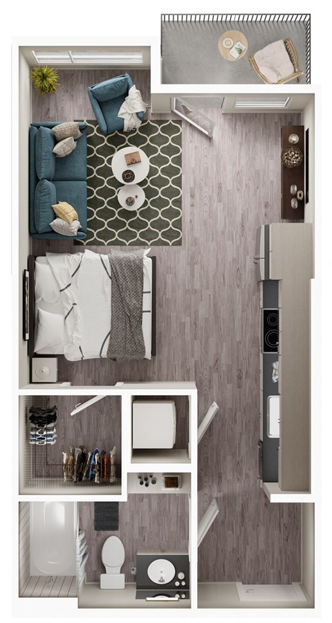 Arazo apartments - A1 - studio 1 bath - 3D