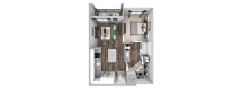 Bonterra Parc - A1 - 1 bedroom and 1 bath - 3D floor plan