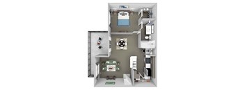 Lodge at Cypresswood - A1 - 1 bedroom - 1 bath - 3D floor plan