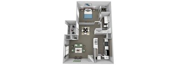 Weston Point - A1 - 1 bed - 1 bath - 3D floor plan