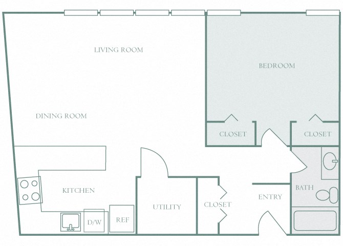 Harbor Hill Apartments floor plan A1 - 1 bed 1 bath - 2D Harbor Hill Apartments floor plan A1 - 1 bed 1 bath - 2D