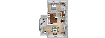 Mountain Shadows - A1 (Andorra) - 1 Bedroom and 1 Bath - 3D floor plans