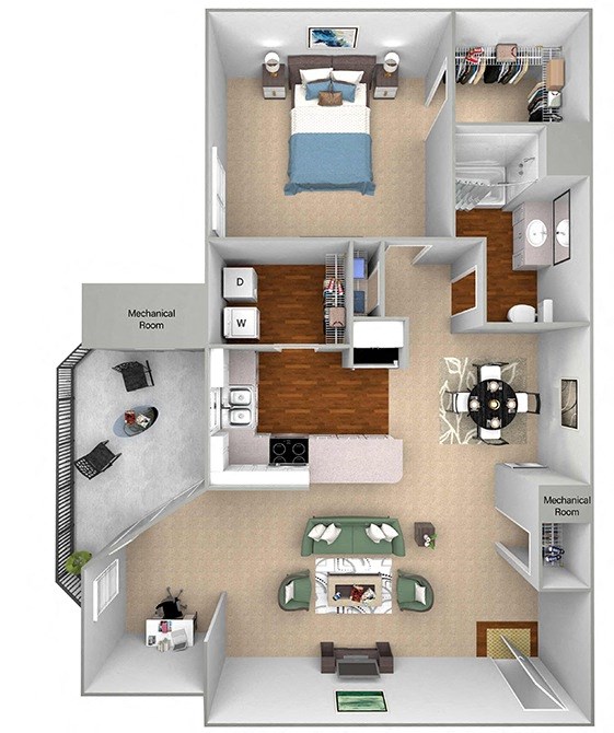 The Commons - A1 - Andover - 1 bedroom - 1 bath - 3D Floor Plan The Commons - A1 - Andover - 1 bedroom - 1 bath - 3D Floor Plan