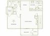 The Gardens at Polaris A1 Apple Blossom floor plan 1 bed 1 bath
