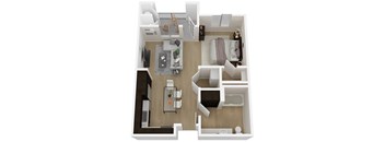 A1 - Studio - 1 Bath - 628 sq ft - Talavera Apartments - 3D