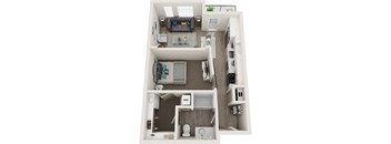 Element 25 apartments A1 1-bedroom 3D floor plan