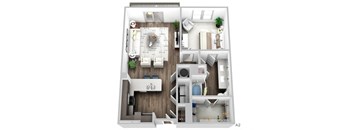 Juncture A2 floor plan 1 bed 1 bath 3D