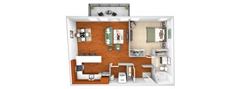 Harbor Hill Apartments - A2 - 1 bed 1 bath - 3D