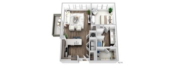 Juncture A3 floor plan 1 bed 1 bath 3D